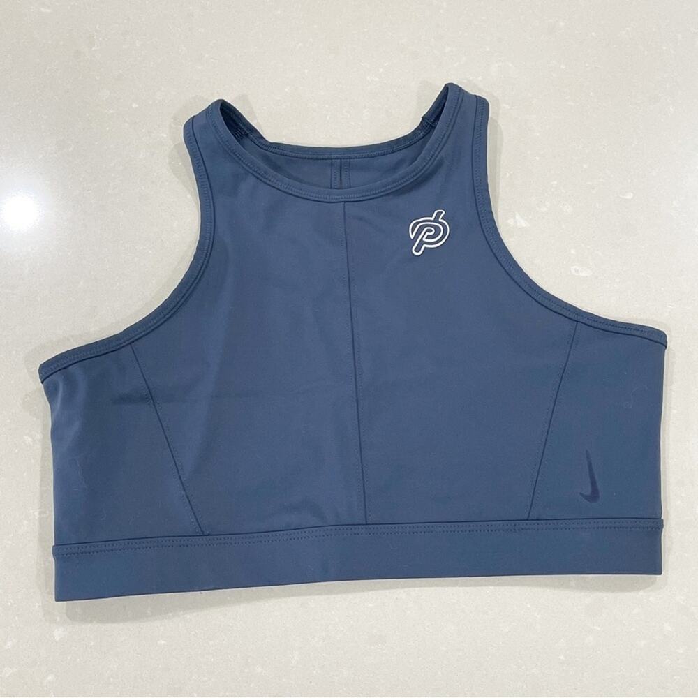 Nike x Peloton Yoga Dri-FIT Swoosh Longline Sports Bra Dark Dusty Blue Medium